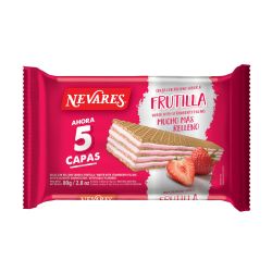 Oblea NEVARES 5 capas c/relleno Frutilla 80g