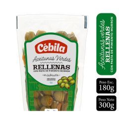 Aceitunas Cebila Verdecon morron Doy Pack 180 gr