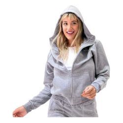 OI 25 Campera Buzo Frizada Mujer c/Capucha Gris T.S/XL