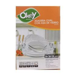 Asadera Okey Vidrio Oval 3 Piezas