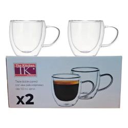 Set Mug Okey de Vidrio Doble Pared Expresso x 2 Un. 92 ml